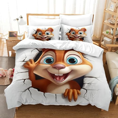 Housse de couette Souris en microfibre pour lit double avec taies