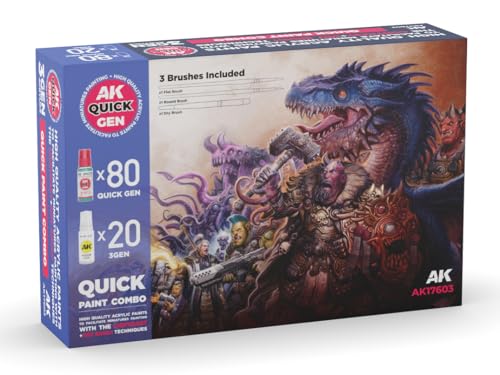AK QUICK GEN SET AK17603 QUICK PAINT COMBO SET 100 COLORS (80x QUICK GEN + 20x 3GEN + 3x BRUSHES)