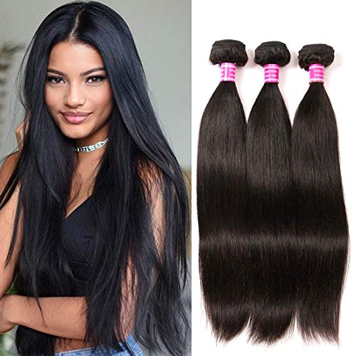 Donmily 10A Brazilian Straight Hair 3pcs/lot 100% Unprocessed Virgin Natural Hair Remy Human Hair Bundles 95-100g/pc(16 18 20, Natural color)