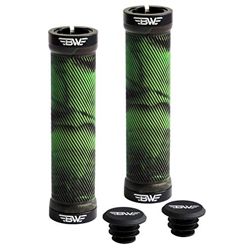Bw Chainline Grips – Dual Lock-On Mtb Bike Handlebar Grips - Green/Black #TOP1
