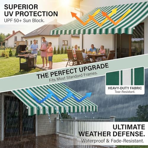 Toile de rechange pour auvent rétractable imperméable - Bâche de protection extérieure - 6