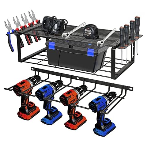 Elektrowerkzeug-Aufbewahrungsregal,Wandhalterung für Akku-Bohrmaschinen und Elektrowerkzeuge,Garage Werkzeug Organizer und Lagerung,Abnehmbares Design,Weihnachtsgeschenke für Vater und Ehemann Cover