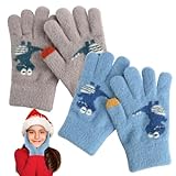 Photo Gallery fosoloni 2 paia di guanti a maglia per bambini, caldi guanti per bambini, guanti invernali per bambini, guanti a dita intere (grigio e blu, blu, 16*7cm Photo Gallery fosoloni 2 paia di guanti a maglia per bambini, caldi guanti per bambini, guanti invernali per bambini, guanti a dita intere (grigio e blu, blu, 16*7cm