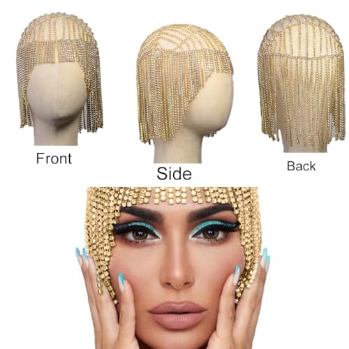 Stonefans Gatsby Boné de strass anos 20, corrente de cabeça de prata, melindrosa, acessórios de cabe