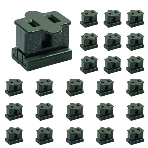 SPT-2 Female Vampire Plug 25Pcs Gilbert Plug Green Fits SPT-2 Specification Cable Christmas Light String Ends Replacement Zipper Plugs