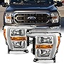 ACANII - For [Halogen Type] 2021 2022 2023 Ford F150 Pickup Truck Factory Chrome Headlights Headlamps Pair Left+Right