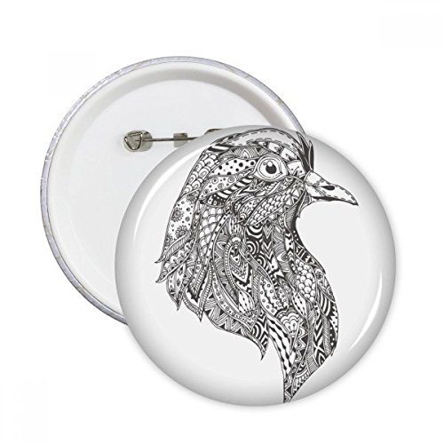 Badge bouton oiseau peinture noire DIYthinker broche ronde XL pour vêtement