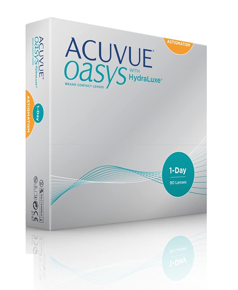 ACUVUE OASYS 1-Day for Astigmatism Kontaktlinsen – Tageslinsen mit angenehmem Tragegefühl – -8.5 dpt, Cyl -0.75, Ach 180 und BC 8,5 – Mit UV Schutz und Austrocknungsschutz – 90 Linsen