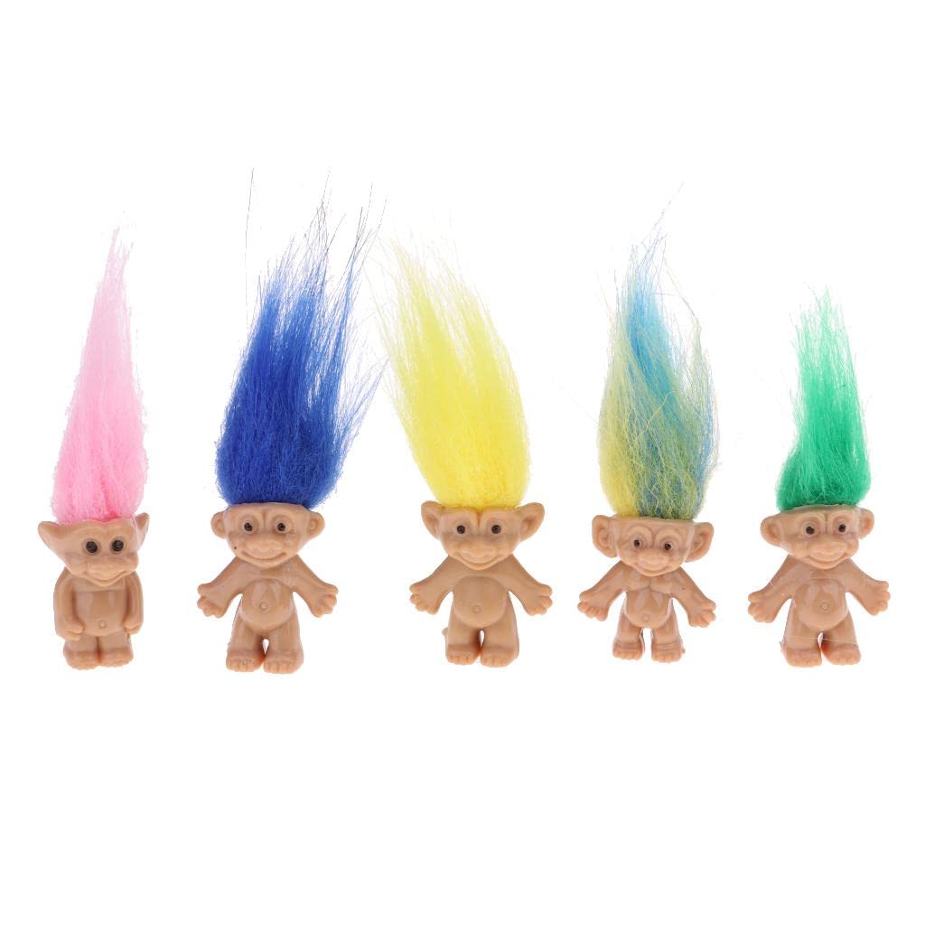 Dollhouse Miniature 5 Pieces Retro Troll Doll Leprocauns Figures Toy Cake Toppers Kids Children School Project