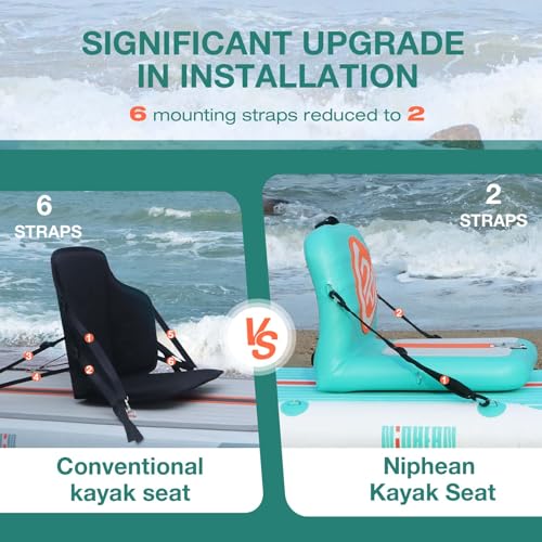 Image of Niphean Kayak Seats with Back Support,Ergonomic Paddle Board Seat | Inflatable Sturdy Kayak Accessories for SUP Paddleboard, Boat, Canoe, Kayak Seat Cushion for Versatile Use