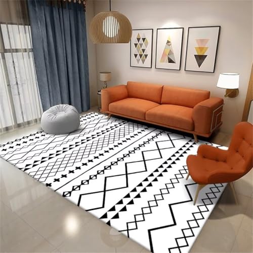 Tapis lavable en machine 200x250cm géométrique facile à nettoyer