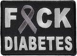 FCK Diabetes Gray Ribbon Patch - 2.75x2 inch. Embroidered Iron on Patch (P4309)