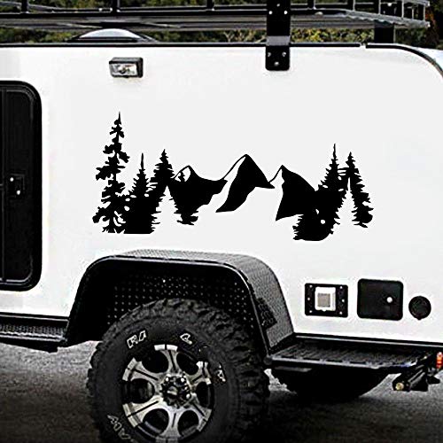 Mylujo Autocollant en vinyle pour voiture camping-car, décoration de fenêtre, montagne, côte, SUV/RV, fenêtre de voiture, voiture, pare-chocs, noir Cover