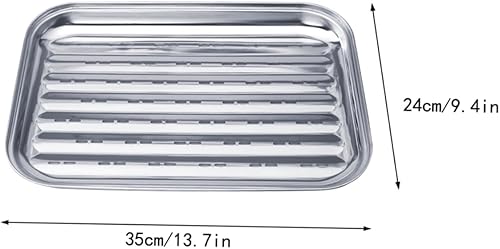Miniatura 2 de Happyyami Sartén de acero inoxidable para asar pescado, bandeja de goteo de verduras, cesta de parrilla de acero inoxidable, para barbacoa, parrilla