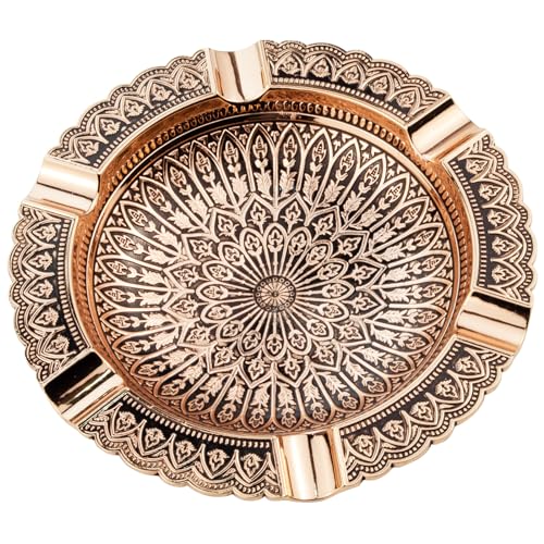 SOZATO Vintage Metal Ashtray - Luxury 6 Slot Cigar Holder for Indoor Outdoor Use - Rose Gold