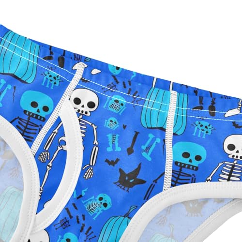 CHIFIGNO Boys Cotton Underwear Soft Briefs Breathable Underwear Briefs for Toddler Boys, Cute Skeletons Pumpkins Blue4