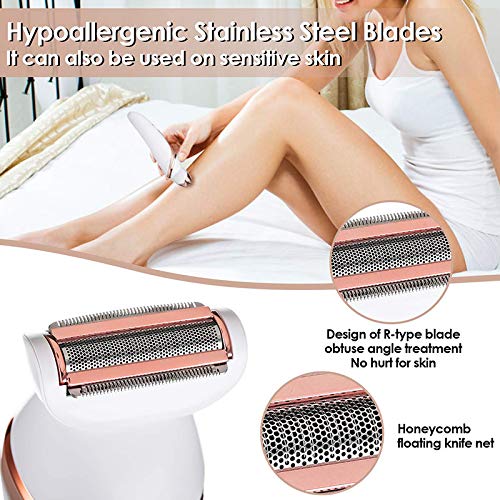 Woman Shaver, Epilator for Women, 4 in 1 Cordless Wet & Dry Electric Hair Removal, Epilator, Face Exfoliation Brush and Body Massager for Face Leg Armpit Arm Bikini Line Body Waterproof - Thumbnail 5