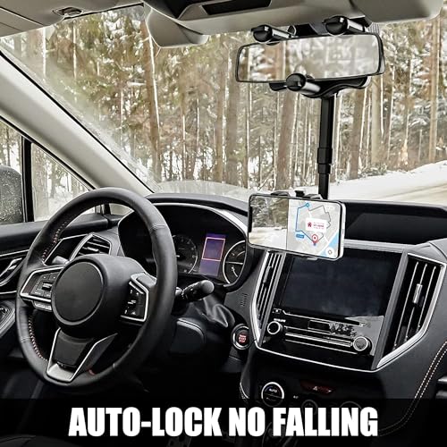 Image of Premium 360 Rotatable and Retractable Car Phone Holder - Multifunctional Rearview Mirror Mount for All Mobile Phones