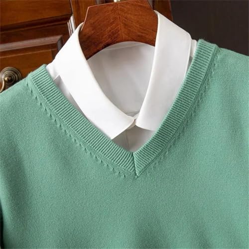 Men's Wool Sweater V-Neck Long Sleeved Pullover Cashmere Knitted Bottom Tops2