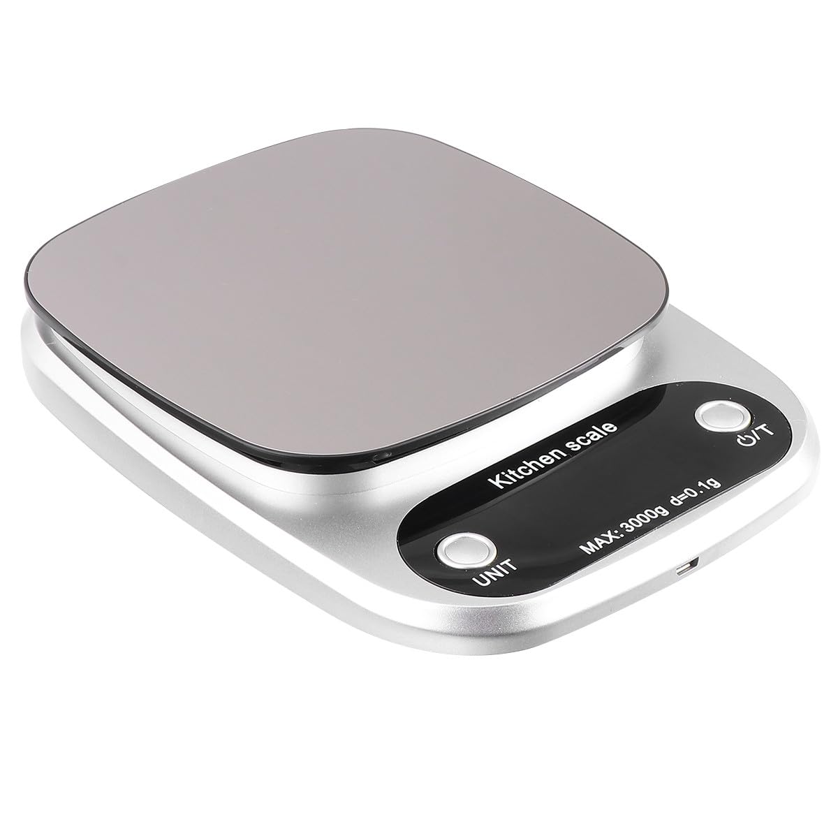 ULTECHNOVO Báscula de Cocina Digital Recargable 3 Kg/01 G Acero Inoxidable Pantalla LCD Portátil Precisión Alta para Alimentos y Repostería en Hogar y Cocina