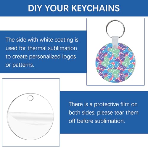 DASSNANE 180 PCS Sublimation acrylic blank Keychain Blanks Sublimation Keychain Bulk for DIY Vinyl Crafting,Luggage Tags, Gift Decorations, Backpack Charms Round by DASSNANE - Image 3