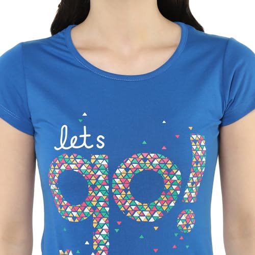 Image of Modeve Women Printed Cotton Blend Half Sleeve Round Neck T-Shirt for Summer