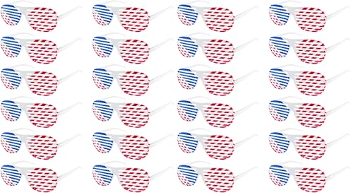 American Flag USA Patriotic Design Plastic Shutter Glasses Shades Sunglasses Eyewear for Party Props, Decoration (12 Pairs)