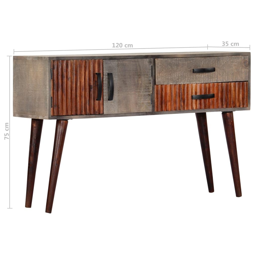 Mesa consola clásica de madera maciza de mango con 2 puertas y 2 cajones, mesa estable y patas robustas para un interior elegante y un almacenamiento práctico