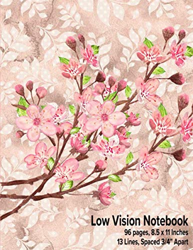 Low Vision Notebook: Bold Lined White Paper - 3/4