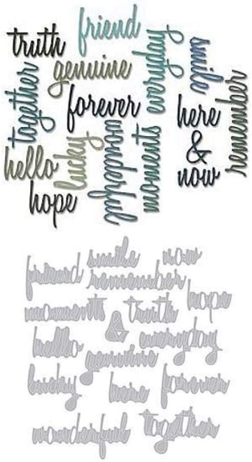 Sizzix 660225 Thinlits Die Set, Friendship Words: Script by Tim Holtz (16 Pack)