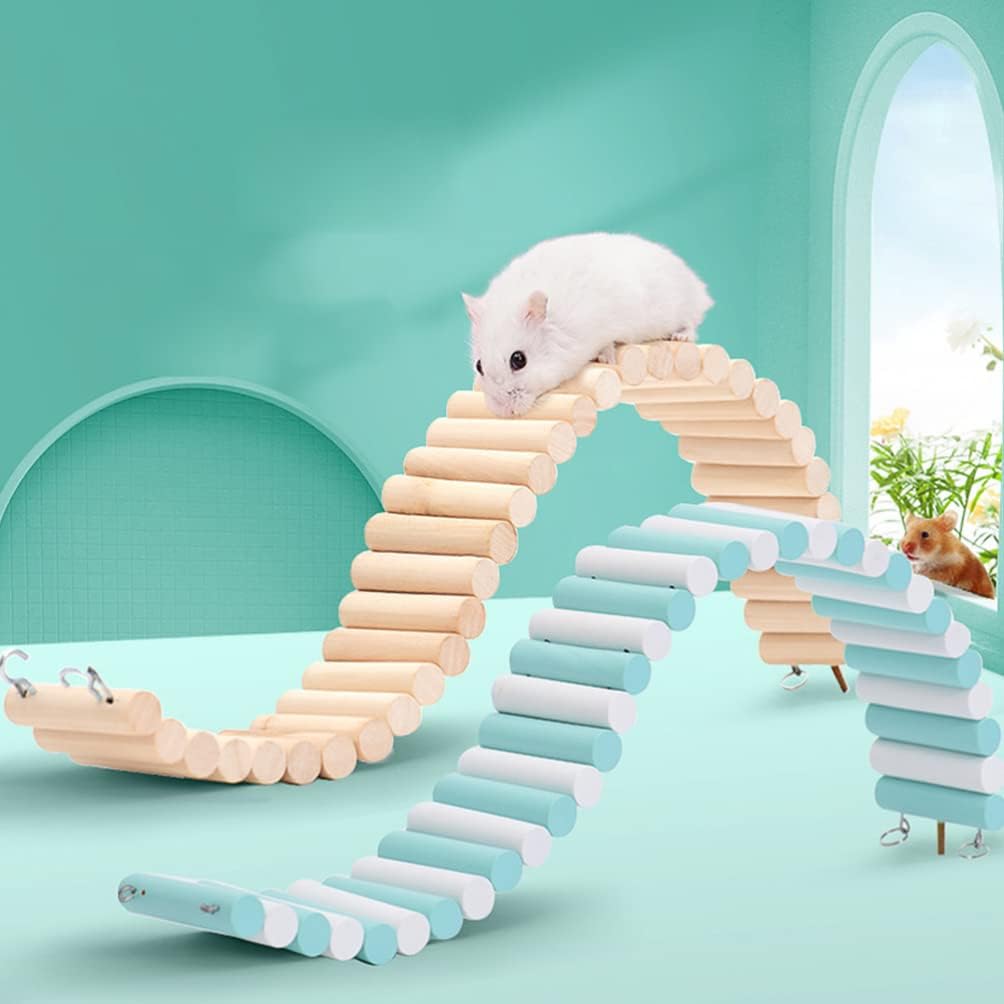 Birds Climbing Ladder Toy for Parrots and Hamsters Natural Wood Design Easy Installation for Bird Cages and Animal Play Areas Long