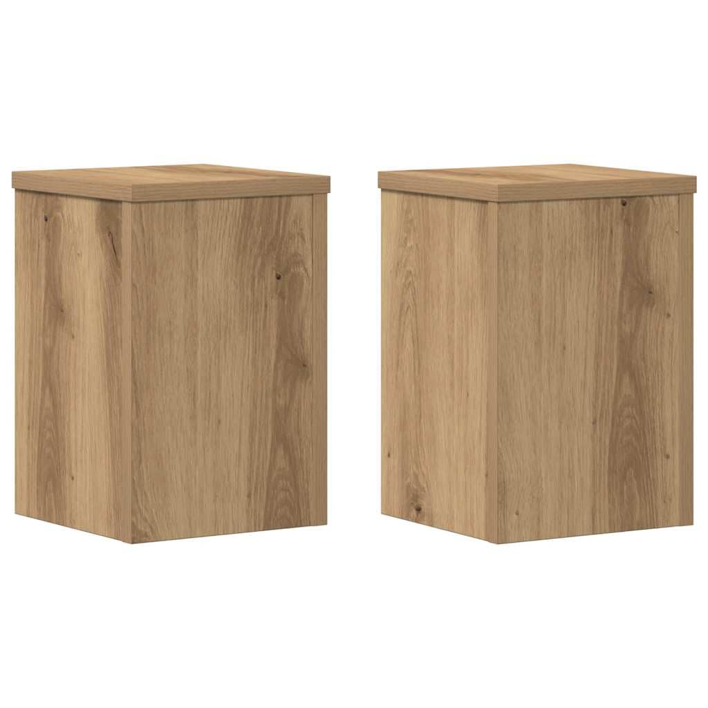 Vidaxl Oak Oak Plant Stand 2 Pcs Oak 20 X 20 X 30 Cm Engineered Wood