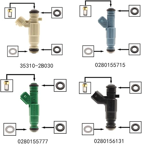 Miniatura 3 de Juego de 8 piezas de reparación de inyector de combustible o anillos de cesta de filtro espaciador kit para inyector Bosch para Ford Jeep Hyundai