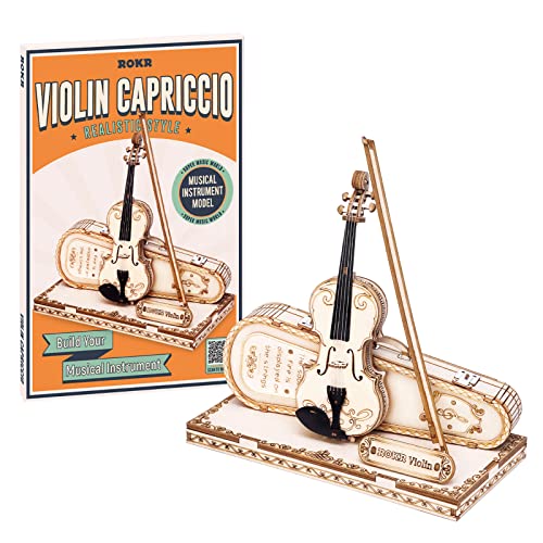 Rokr 3D Puzzles Wood Craft Kits Mini Musical Instrument Model Kit Collectibles Home Desk Decor (Violin Capriccio) #TOP1