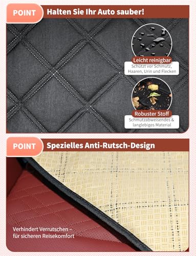 KYG Hundeautositz - Besonders Stabil, Wasserdicht, Rutschfest & Kratzfest für Kleine bis Mittelgroße Hunde - Für Beifahrer- und Rücksitz (Schwarz)
