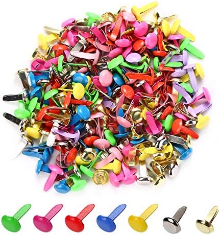 moinkerin 200 Pcs Mini Brads Metal Brad Fasteners Split Pins Pastel, 0.3 x 0.47 inch Multicolor Round Brads for Paper Craft DIY Stamping Scrapbooking