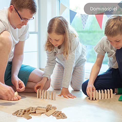 LOPOTIN 38TLG 1x1 Lernen Spiel Dominosteine Domino Kinder Rechnen Lernen Ab 5 Jahre Mathe Spielsteine Bausätze Spiel aus Holz Lernspielzeug für Grundschule Einschulung Geschenk