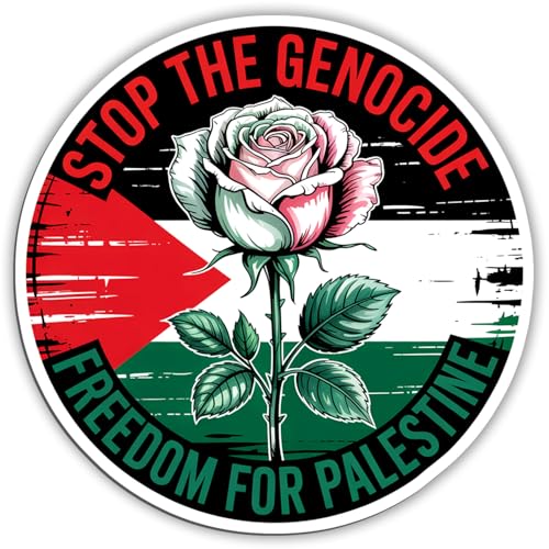 Stop The Gaza Genocide Freedom for Palestine Magnet Decal Palestine Flag Free Gaza Palestinian Stand with Reusable Magnetic Sign Sticker for Fridge Car Bumper Cabinet Locker 5,5in