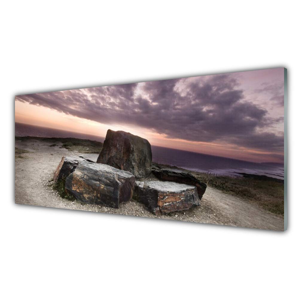 Impression sur verre trempé 125x50cm avec paysage et rocher pour décoration murale moderne