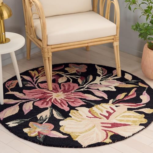 Image of Sifa Carpet Traditional Floral Round Area Rug - Hand-Tufted New Zealand Wool Circular Carpet for Dining Room & Bedroom Weight -6 Pund, Size-3x3 Feet (36x36 Inch Round)