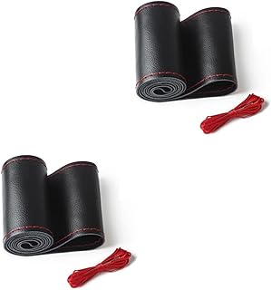 ERINGOGO Acessórios Para Automóveis Interiores Capa De Couro Para Volante De Carro 2 Peças Capa De Couro Para Volante De Carro Envoltório De Volante Acessórios Com Padrão De Lichia