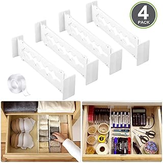 Runpo Adjustable Drawer Divider with Traceless Transparent Nano Gel Mat Tape Strong Secure