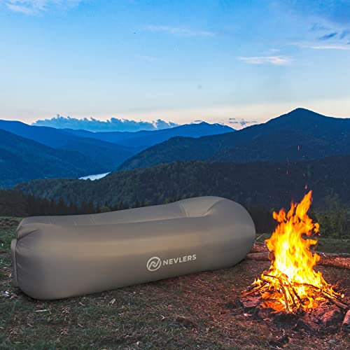 Nevlers Inflatable Lounger Air Sofa - Portable Inflatable Couch for Camping, Outdoor Movie Seating | Easy to Use Air Couch Inflatable Chair Camping Accessories | Inflatable Sofa - Gray & Lavender