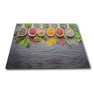 XL glazen fornuisafdekplaat, fornuisafdekking, snijplank, afdekplaat voor keramische kookplaat, design, specerijen…