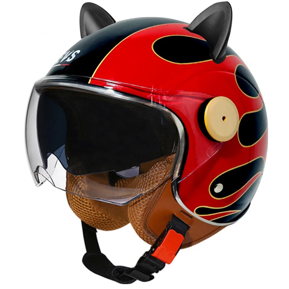 Wzggteam Unisex U Open Face Motorcycle Scooter Helmet, Retro Half Helmet With Double Lens Aviator, Ece/Dot Approved Road Legal Ece 22.05 Approved Motorbike Helmets