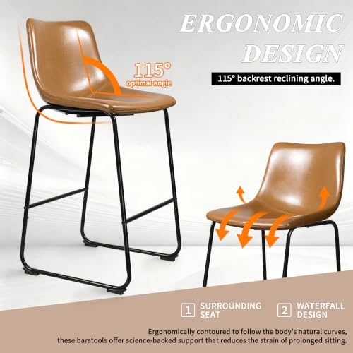 Image of Waleaf 26 Inch Counter Height Bar Stools Set of 4, Faux Leather Bar Chairs