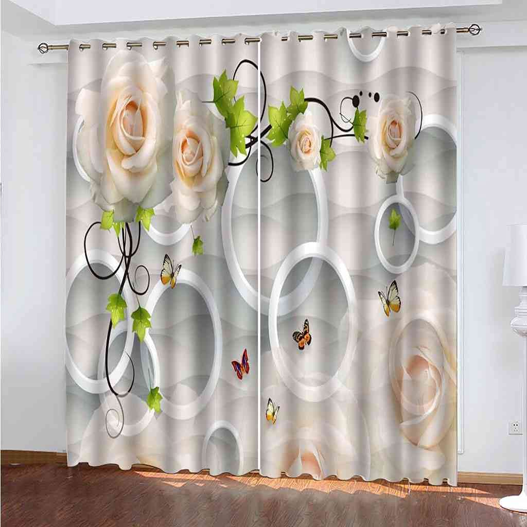Rideaux occultants 3D vigne rose papillon 200x214 cm GXLOGAA pour chambre enfant