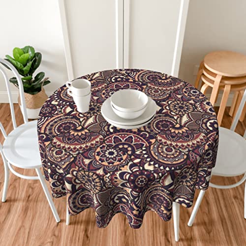 Round Tablecloth Mandala Vintage Ethnic Table Cloths Waterproof Table Cover For Wedding Party Dining Holiday Banquet #TOP4
