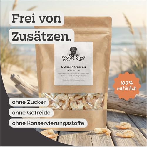 Riesengarnelen Gefriergetrocknet für Hunde und Katzen, 85,3% Protein, Natürlich ohne Konservierungsstoffe, Ideal als Snack oder Barf Zusatz