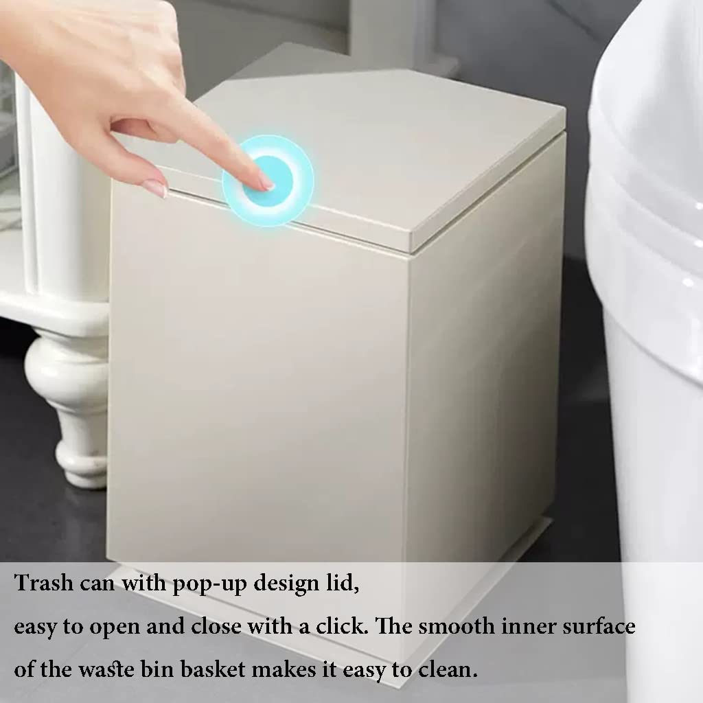 Slanke Vuilnisbak Met Deksel, 15 Liter Plastic Vuilnisbak Smalle Vuilnisbak Met Poten, Vuilnisbak Afvalbak Voor Badkamer, Keuken, Slaapkamer, Bureau
